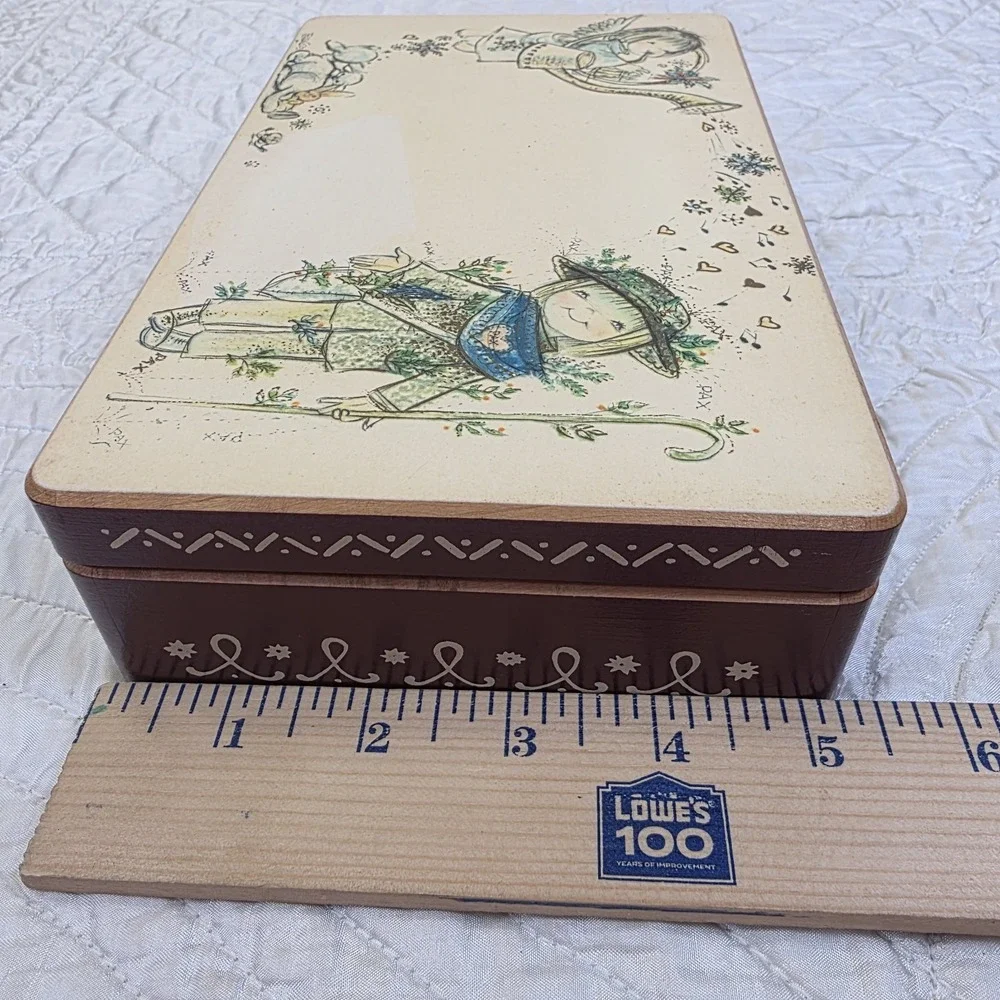 Vintage Reuge Swiss Music Keepsake Box Try To Remember Angel Watering Child Lamb